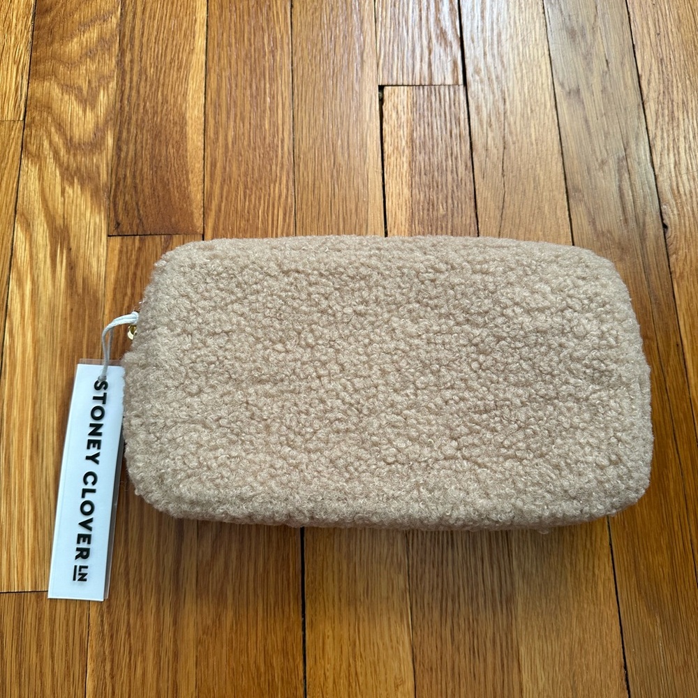 Stoney Clover Lane Light Brown Sherpa Small Pouch NWT